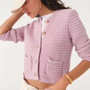 ba&sh Gaspard Cardigan Sz  XSmall Lilac Pink Tweed Knit Parisian Luxury